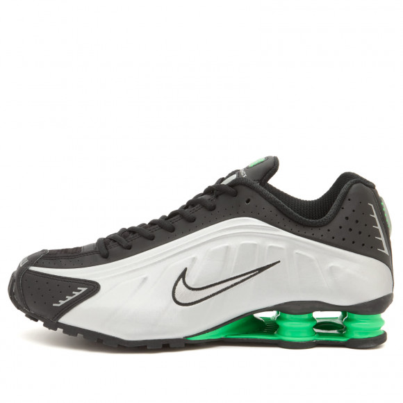 Men's Nike Shox R4 Sneakers in Silver/Black/Green | Size: UK 7.5 | Rubber/Synthetic | END Clothing - shopify_US_11100164391250