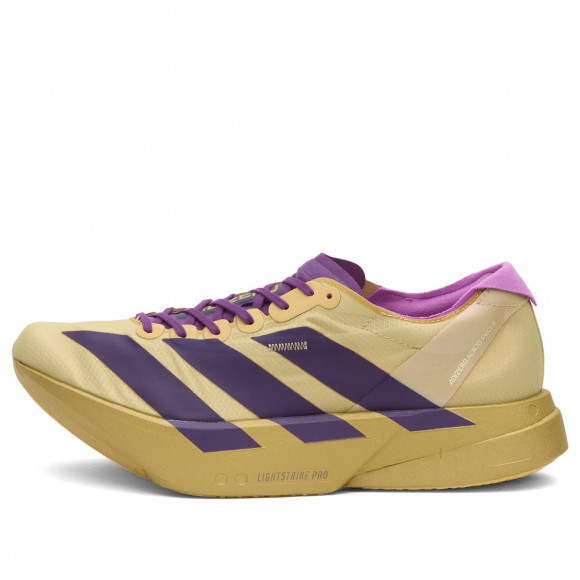 Men's Adidas Adizero Adios Pro 4 Sneakers in Sand/Rich Purple/Gold Met | Size: UK 9 | Rubber/Synthetic | END Clothing - shopify_US_11100170912082