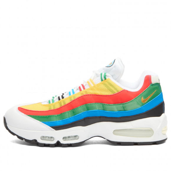 Men's Nike Air Max 95 Og Big Bubble Sneakers in White/Metallic Gold/Chile Red | Size: UK 9.5 | Synthetic Leather/Suede/Mesh | END Clothing - shopify_US_11100217835858