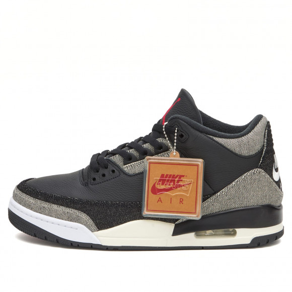 Air Jordan X Levi's 3 Retro Sp Sneakers in Black Denim/Black/Gym Red | Size: UK 12.5 | Leather/Rubber/Eva | END Clothing - shopify_US_11100228485458