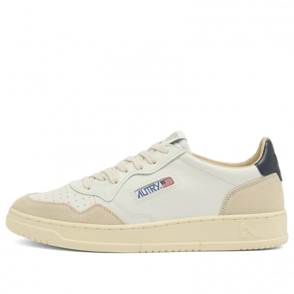 Men's Autry 01 Low Leather And Suede Sneakers in White/Navy | Size: UK 10 | Leather/Suede/Rubber | END Clothing - shopify_US_11100264890706
