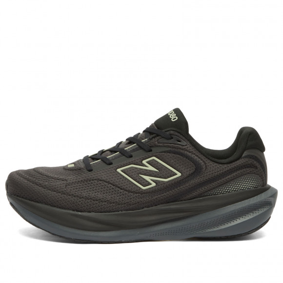 Men's New Balance Running 1080 Sneakers in Black/Faded Black/Olivine | Size: UK 7.5 | Mesh/Rubber | END Clothing - shopify_US_11100312994130