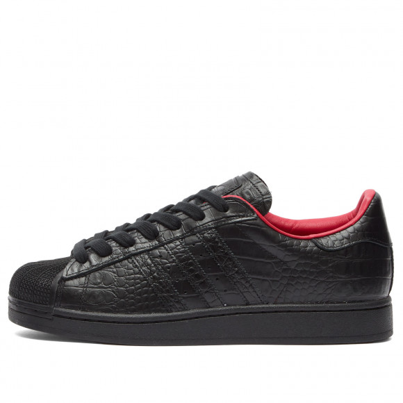 Men's Adidas Superstar Ii Sneakers in Core Black/Core Black/Better Scarlet | Size: UK 5 | Leather/Rubber | END Clothing - shopify_US_11100354216274
