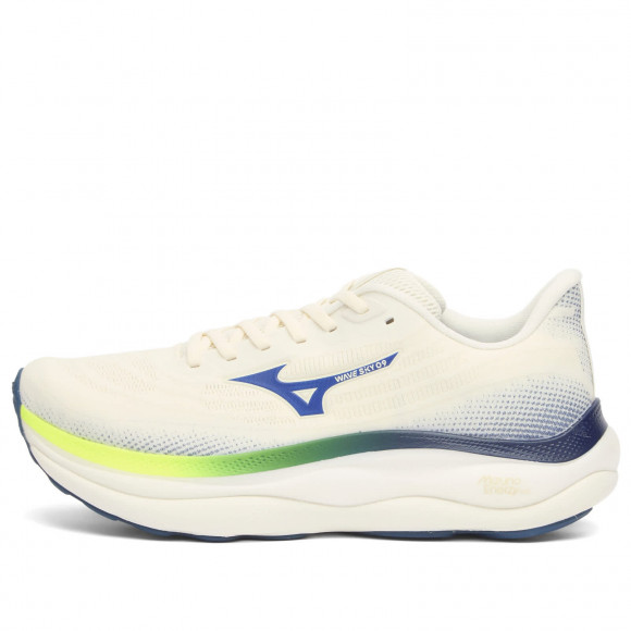 Men's Mizuno Running Wave Sky 9 Sneakers in Snow White/Surf The Web/Lightning Yellow | Size: UK 8.5 | Rubber/Foam | END Clothing - shopify_US_11100361490770