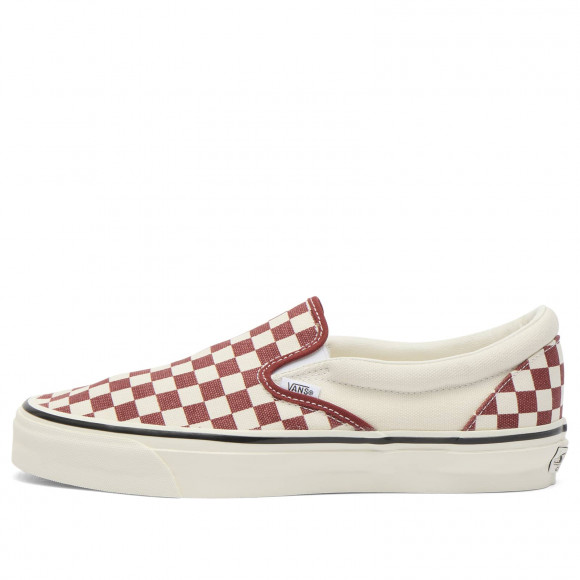 Vans Lx Classic Slip-On 98 Sneakers in Checkerboard Poppy Ember Red | Size: UK 9.5 | Canvas/Rubber/Foam | END Clothing - shopify_US_11100405432658