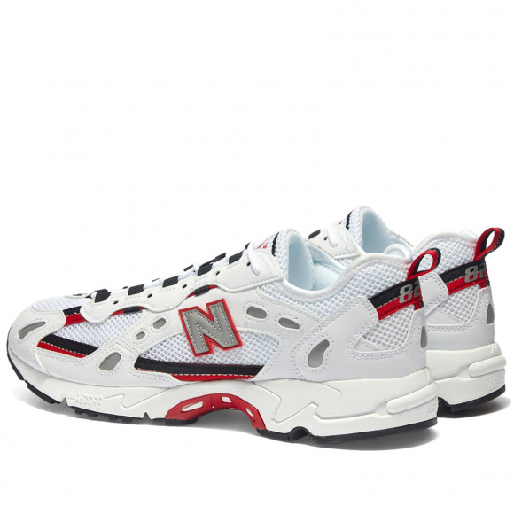 Men's New Balance Ml827Aab Shoes in White/Black/Red | Size: UK 7.5 | Leather/Mesh/Rubber | END Clothing - shopify_US_11108766843218