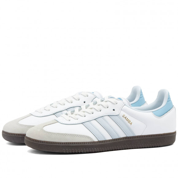 Adidas Samba Og Shoes in Core White/Halo Blue | Size: UK 3 | Leather/Suede/Rubber | END Clothing - shopify_US_11108792566098