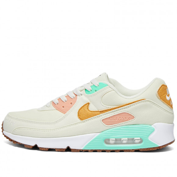Nike Air Max 90 Lx W Shoes in Milk/Gold/Green | Size: UK 4.5 | Suede/Rubber/Foam | END Clothing - shopify_US_11108794532178