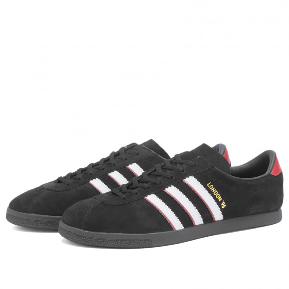 Adidas London 96 Shoes in Core Black/White/Better Scarlet | Size: UK 8 | Suede/Rubber/Leather | END Clothing - shopify_US_11108819632466