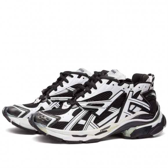 Men's Balenciaga Runner Sneakers in White/Black | Size: UK 8 | Polyester/Nylon/Mesh | END Clothing - shopify_US_11108840210770