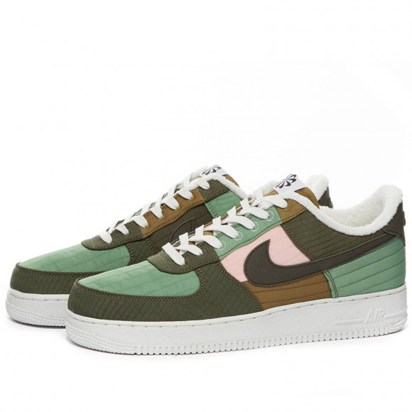 Men's Nike Air Force 1 '07 Patchwork Quilt Shoes in Oil Green/Olive Brown | Size: UK 7.5 | Leather/Rubber/Fleece | END Clothing - shopify_US_11108852400466