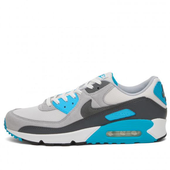 Men's Nike Air Max 90 Sneakers in Platinum/Grey/Blue | Size: UK 9 | Leather/Suede/Mesh | END Clothing - shopify_US_11108866064722