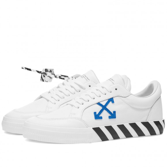 Men's Off-White Low Vulcanized Calf Leather Shoes in White/Blue | Size: UK 6 | Genuine Leather/Rubber | END Clothing - shopify_US_11108881858898