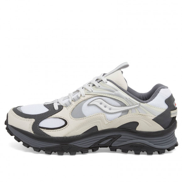 Men's Saucony Grid Aura X Sneakers in White/Silver | Size: UK 9 | Faux Leather/Mesh/Rubber | END Clothing - shopify_US_11108884709714