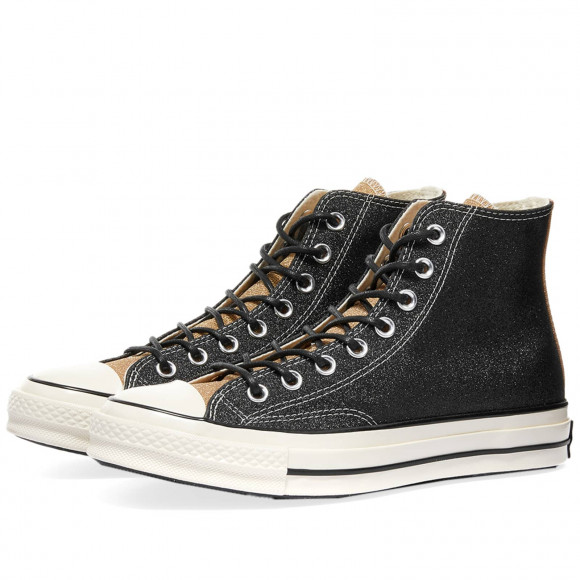 Women's Converse Chuck 70 Hi Glitter Shoes in Black/Gold/Egret | Size: UK 3 | Canvas/Rubber/Leather | END Clothing - shopify_US_11108887691602