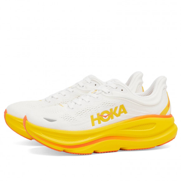 Women's Hoka One One W Bondi 9 Sneakers in Frost/Sunflower | Size: UK 3.5 | Mesh/Rubber/Foam | END Clothing - shopify_US_11108901880146