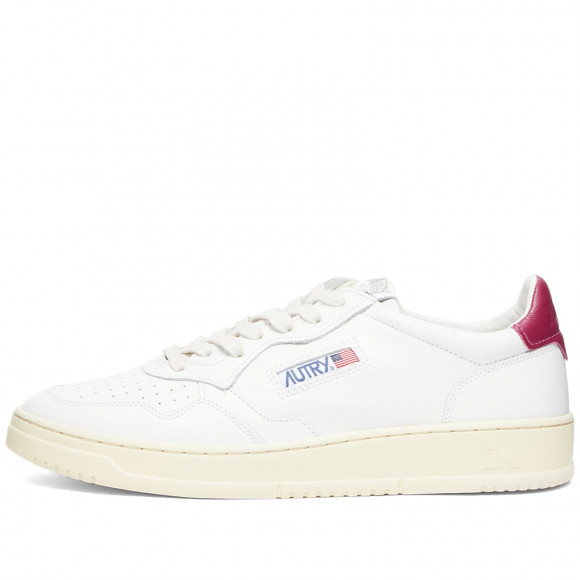 Men's Autry 01 Low Leather Sneakers in White/Burgundy | Size: UK 8 | Cotton/Leather/Rubber | END Clothing - shopify_US_11108911841618