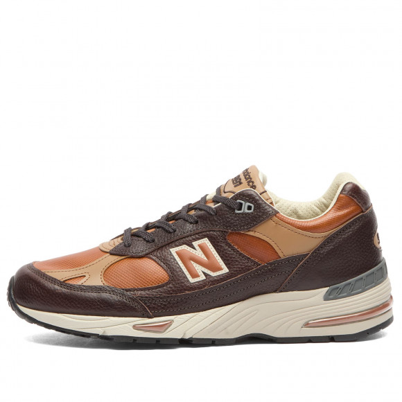 Men's New Balance 991V1 Sneakers in Chocolate Plum/Caramel Cafe/Tan | Size: UK 9.5 | Leather/Rubber | END Clothing - shopify_US_11108999364946