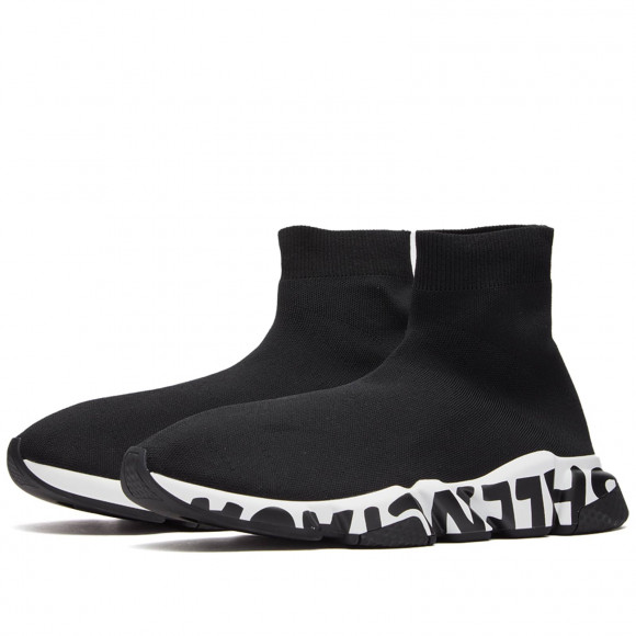 Men's Balenciaga Graffiti Sole Speed Runner Shoes in Black/White | Size: UK 5 | 100% Rubber | END Clothing - shopify_US_11109017944402