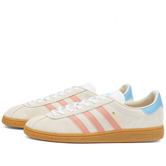 Adidas Munchen 24 Shoes in Wonder White/Wonder Clay/Semi Blue Burst | Size: UK 8 | Suede/Rubber/Synthetic | END Clothing - shopify_US_11109019976018