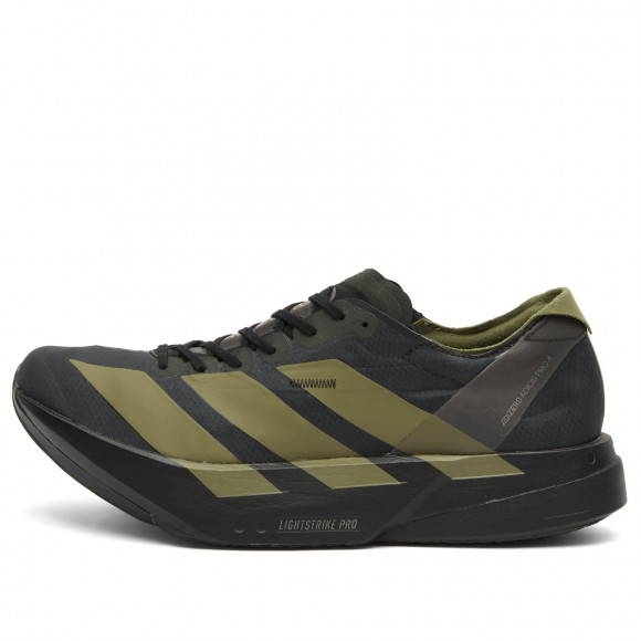 Men's Adidas Adizero Adios Pro 4 Sneakers in Core Black/Focus Olive/Charcoal | Size: UK 9.5 | Rubber/Synthetic | END Clothing - shopify_US_11109058740562