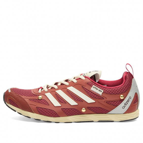 Adidas X Sftm Adizero Sneakers in Legacy Red/Cream White/Wild Sepia | Size: UK 6 | Leather/Suede/Mesh | END Clothing - shopify_US_11109062148434