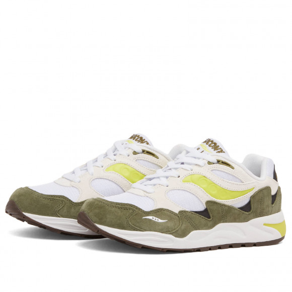 Men's Saucony Grid Shadow 2 Sneakers in White/Green | Size: UK 10 | Suede/Mesh | END Clothing - shopify_US_11109069521234