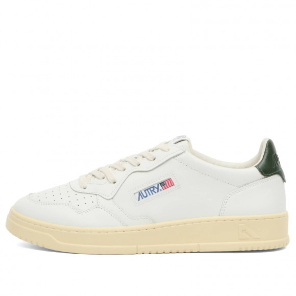 Men's Autry 01 Low Leather Sneakers in White/Dark Green | Size: UK 7 | Leather/Rubber | END Clothing - shopify_US_11109089411410