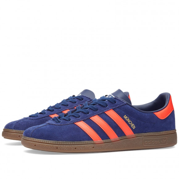 Men's Adidas Munchen Shoes in Dark Blue/Solar Red | Size: UK 9.5 | Suede/Rubber/Leather | END Clothing - shopify_US_11109095735634