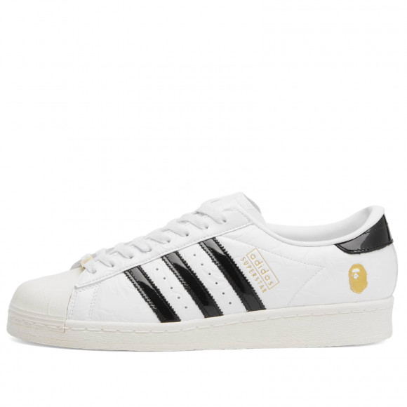 Adidas X Bape Superstar Vintage Sneakers in White/Black | Size: UK 10 | Leather/Rubber | END Clothing - shopify_US_11109117395282