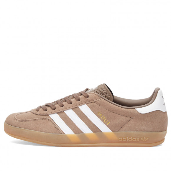 Adidas Gazelle Indoor Sneakers in Earth Strata/White/Gold Met. | Size: UK 11 | Leather/Suede/Rubber | END Clothing - shopify_US_11109127913810