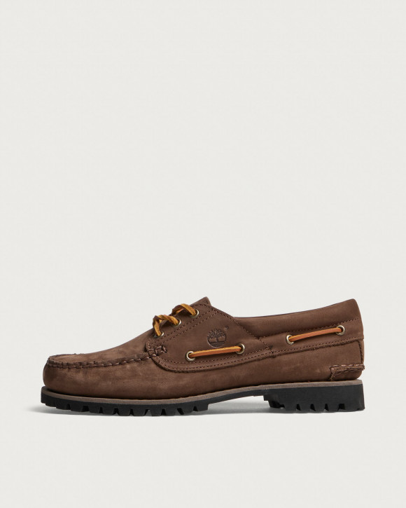 Women's Timberland Authentic 3-Eye Boat Shoe in Dark Brown Nubuck | Size: UK 3 | Leather/Rubber/Nubuck | END Clothing - shopify_US_11162889322834
