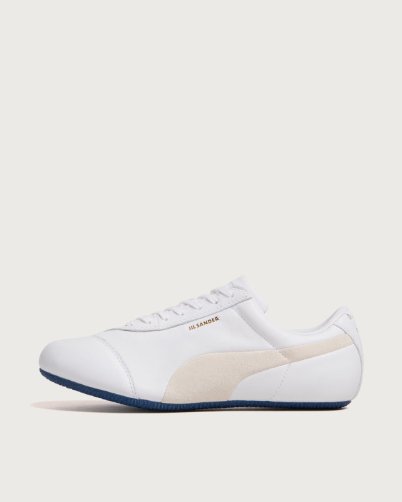 Puma X Jil Sander Speedcat Sneakers in White/Blue Jewel | Size: UK 3 | Leather/Suede/Rubber | END Clothing - shopify_US_11162909180242